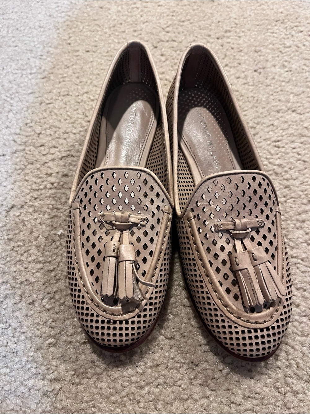 Perforated Tassel Loafers in Taupe - Women size 5.5 Antonio Melanie shoes